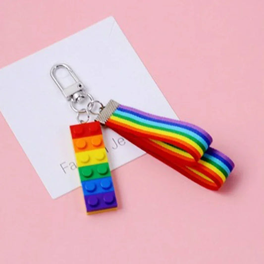 Rainbow Building Brick Keychain